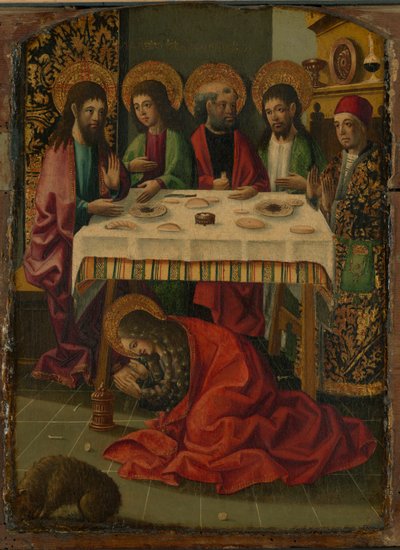 Santa María Magdalena ungiendo los pies de Cristo de Master of Perea