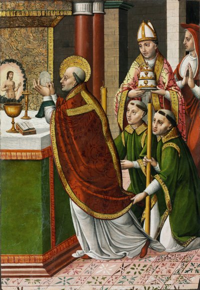 La Misa de San Gregorio Magno - Maestro de Portillo (activo 1520-1530) - c. 1520 - Témpera sobre tabla - 96,2x66,5 - Szepmuveszeti Muzeum, Budapest de Master of Portillo