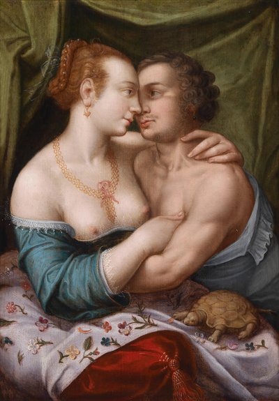 Pareja elegante y amorosa, ca. 1600 de Master of Prague