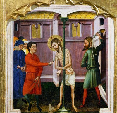 La flagelación, del Maestro de Rubio (siglo XIV), predela del retablo de la Iglesia de Santa María, Rubio, pintura sobre madera. de Master of Rubió