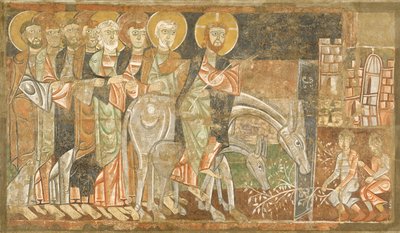 Entrada de Cristo en Jerusalén, c.1125 (fresco) de Master of San Baudel