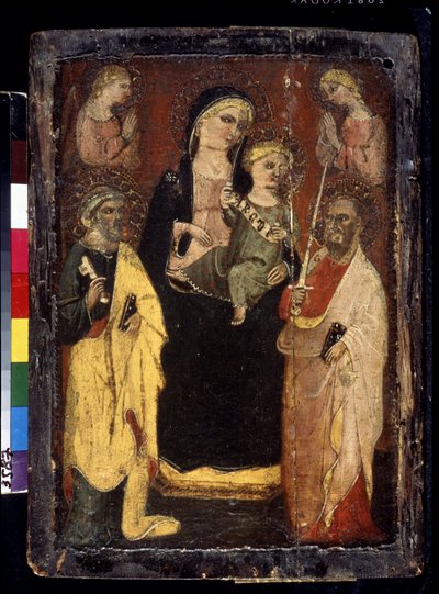 "Madonna and Child Enthroned with Saints Peter and Paul" (Madonna and Child Enthroned with Saints Peter and Paul) Pintura sobre madera del maestro de San Jacopo en Muciano (siglo XV) Museo Pushkin, Moscú de Master of San Jacopo a Mucciana
