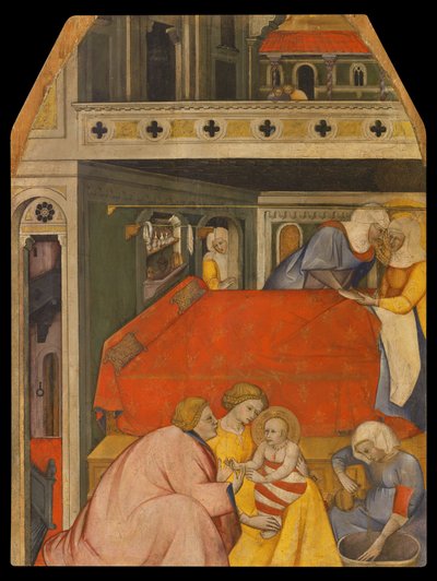 El nacimiento de la Virgen (pintura sobre madera) de Master of San Lucchese