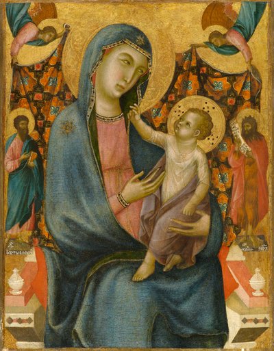 Madonna y el Niño con San Bartolomé y San Juan Bautista, circa 1320 de Master of San Torpe
