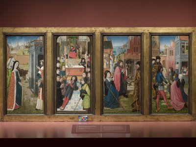 Los milagros de Santiago (óleo sobre madera) de Master of St. Godelieve Legend (attr. to)