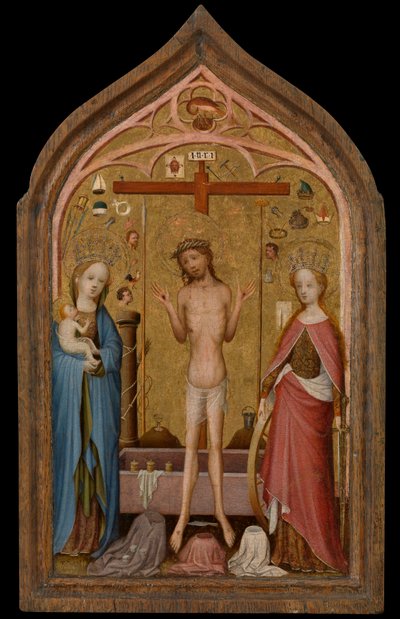 Varón de Dolores con Virgen y Santa Catalina de Alejandría (temple sobre tabla) de Master of St. Veronica