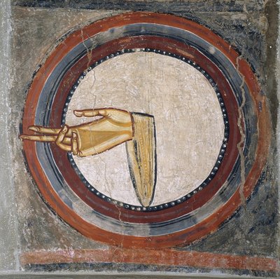 The Hand of God (en Sant Climent de Tauell) - Master of Tahull (Master of Sant Climent de Tauell) (active 12th century) - 12th century - Fresco - 95x100 - Museo Nacional de Arte de Cataluña, Barcelona de Master of Tahull