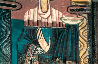 La Virgen. Detalle. Fresco del Maestro de San Clemente de Taüll. Aproximadamente 1123. Del ábside de la Iglesia de San Clemente de Taüll (Sant Climent en Taüll). Museo Nacional de Arte de Cataluña, Barcelona de Master of Tahull