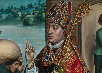 Detalle del Milagro del grano, del Retablo de San Nicolás, c.1486-93 (óleo sobre tabla) de Master of The Legend of St. Lucy