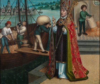 El milagro del grano, del Retablo de San Nicolás, c.1486-93 (óleo sobre tabla) de Master of The Legend of St. Lucy