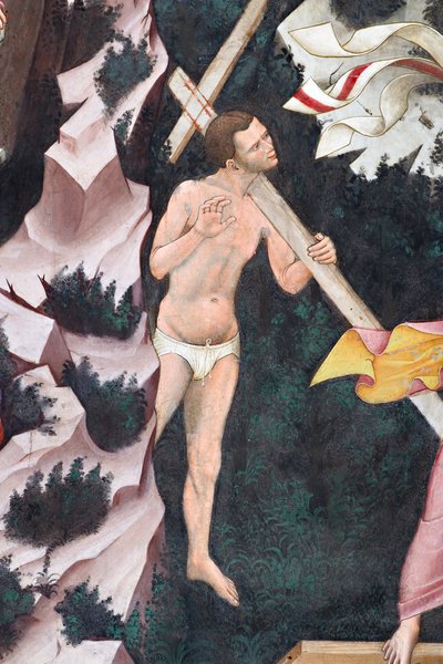 "Resurrección" y "Descenso al Limbo", Detalle del "Descenso al Limbo": el Buen Ladrón, c.1420 (fresco) de Master of Vignola