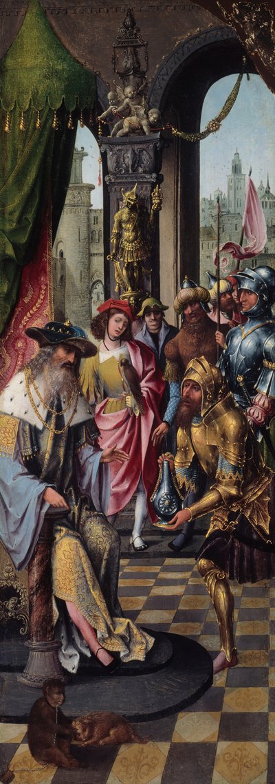 El rey David recibiendo el agua de la cisterna de Belén, 1515-1520 de Master of the Antwerp Adoration