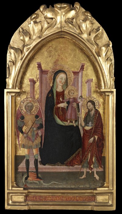 Virgen y el Niño entronizados con San Miguel y San Juan Bautista, c.1440-70 de Master of the Arcetri Altarpiece
