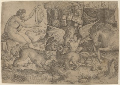 Tema alegórico: Combate de animales de Master of the Beheading of St. John