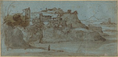 Pueblo en un Acantilado sobre el Río [recto] de Master of the Blue Landscapes