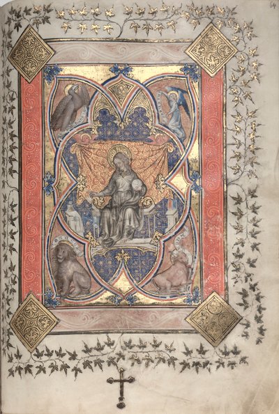 El misal de Gotha: Fol. 64r, Cristo en majestad, c. 1375 de Master of the Boqueteaux
