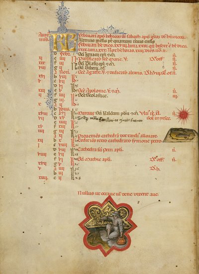 Un hombre pescando; signo zodiacal de Piscis de Master of the Brussels Initials