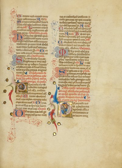 Inicial P: San Jorge; Inicial P: San Marcos de Master of the Brussels Initials
