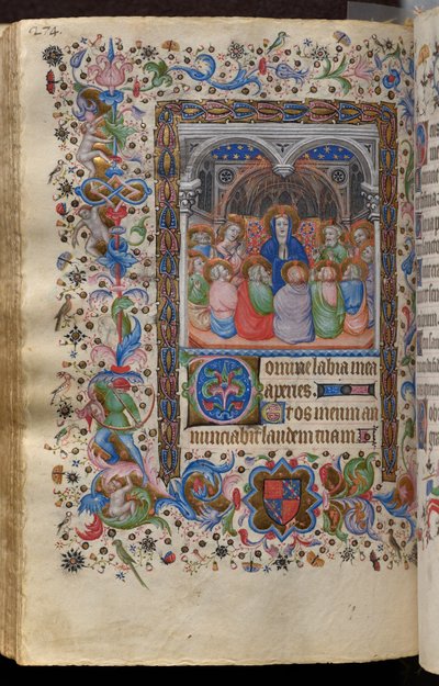 Horas de Carlos el Noble, rey de Navarra (1361-1425): fol. 137v, Pentecostés de Master of the Brussels Initials and Associates