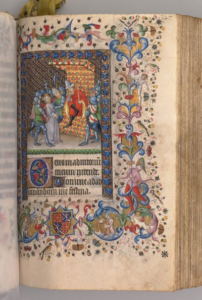 Horas de Carlos el Noble, rey de Navarra (1361-1425): fol. 169r, Cristo ante Pilatos de Master of the Brussels Initials and Associates