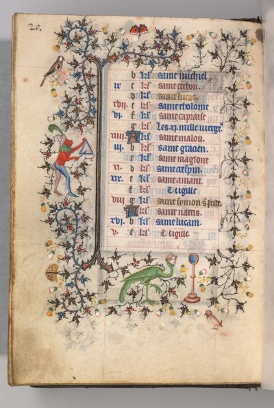 Horas de Carlos el Noble, Rey de Navarra 1361-1425: fol. 10v, Octubre, c. 1405 de Master of the Brussels Initials and Associates