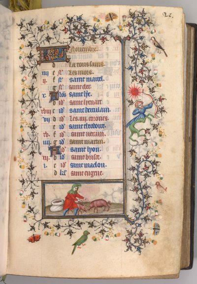 Horas de Carlos el Noble, Rey de Navarra 1361-1425: fol. 11r, Noviembre de Master of the Brussels Initials and Associates