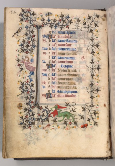 Horas de Carlos el Noble, Rey de Navarra 1361-1425: fol. 12v, Diciembre de Master of the Brussels Initials and Associates