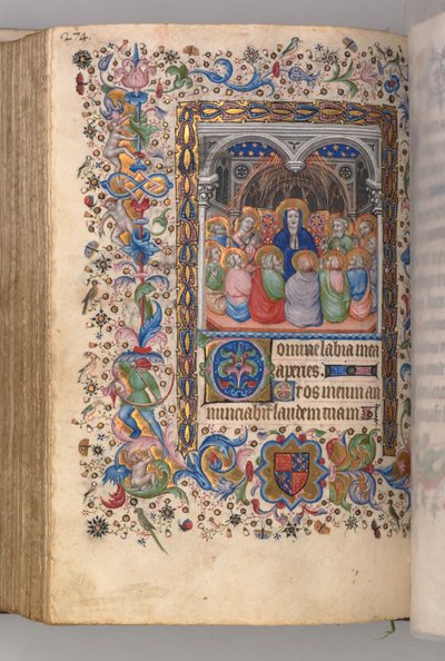Horas de Carlos el Noble, Rey de Navarra 1361-1425: fol. 137v, Pentecostés, c. 1405 de Master of the Brussels Initials and Associates