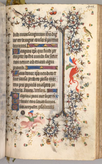Horas de Carlos el Noble, Rey de Navarra 1361-1425: fol. 195r, Texto, c. 1405 de Master of the Brussels Initials and Associates