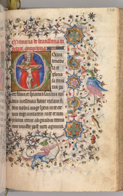 Horas de Carlos el Noble, Rey de Navarra 1361-1425: fol. 259r, La Trinidad, c. 1405 de Master of the Brussels Initials and Associates