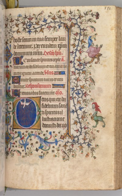 Horas de Carlos el Noble, Rey de Navarra 1361-1425: fol. 260r, Espíritu Santo, c. 1405 de Master of the Brussels Initials and Associates