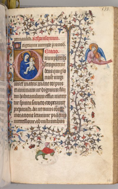 Horas de Carlos el Noble, Rey de Navarra 1361-1425: fol. 261r, Virgen y Niño, c. 1405 de Master of the Brussels Initials and Associates