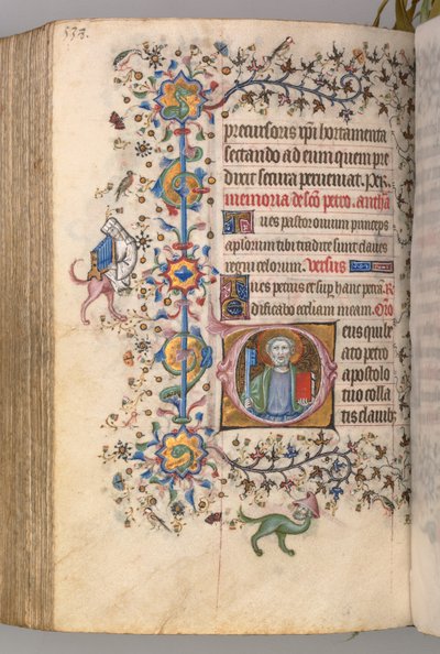 Horas de Carlos el Noble, Rey de Navarra 1361-1425: fol. 263r, San Pedro, c. 1405 de Master of the Brussels Initials and Associates