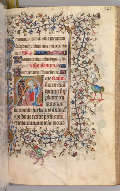 Horas de Carlos el Noble, Rey de Navarra 1361-1425: fol. 265r, San Andrés de Master of the Brussels Initials and Associates