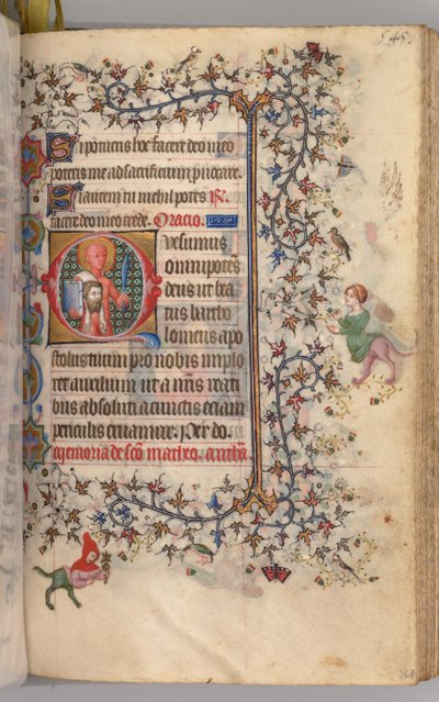 Horas de Carlos el Noble, Rey de Navarra 1361-1425: fol. 267r, San Bartolomé, c. 1405 de Master of the Brussels Initials and Associates