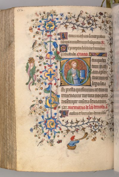 Horas de Carlos el Noble, Rey de Navarra, fol. 270v, San Matías de Master of the Brussels Initials and Associates