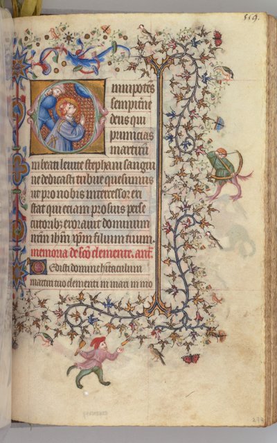 Horas de Carlos el Noble, Rey de Navarra 1361-1425, fol. 274r, San Esteban, c. 1405 de Master of the Brussels Initials and Associates