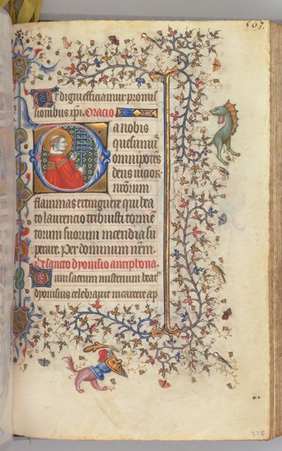 Horas de Carlos el Noble, Rey de Navarra 1361-1425, fol. 276r, San Lorenzo, c. 1405 de Master of the Brussels Initials and Associates