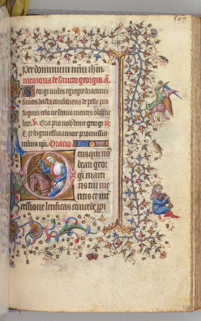 Horas de Carlos el Noble, Rey de Navarra 1361-1425, fol. 278r, San Jorge, c. 1405 de Master of the Brussels Initials and Associates