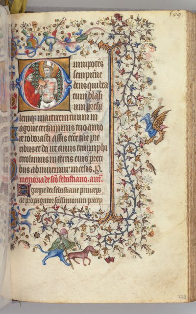 Horas de Carlos el Noble, Rey de Navarra 1361-1425, fol. 279r, San Basins, c. 1405 de Master of the Brussels Initials and Associates
