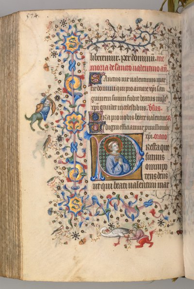 Horas de Carlos el Noble, Rey de Navarra 1361-1425, fol. 281v, San Valentín, c. 1405 de Master of the Brussels Initials and Associates