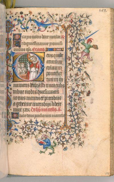 Horas de Carlos el Noble, Rey de Navarra 1361-1425, fol. 2865r, San Nicolás, c. 1405 de Master of the Brussels Initials and Associates