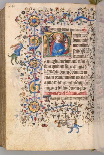 Horas de Carlos el Noble, Rey de Navarra 1361-1425, fol. 296v, Santa María Magdalena, c. 1405 de Master of the Brussels Initials and Associates