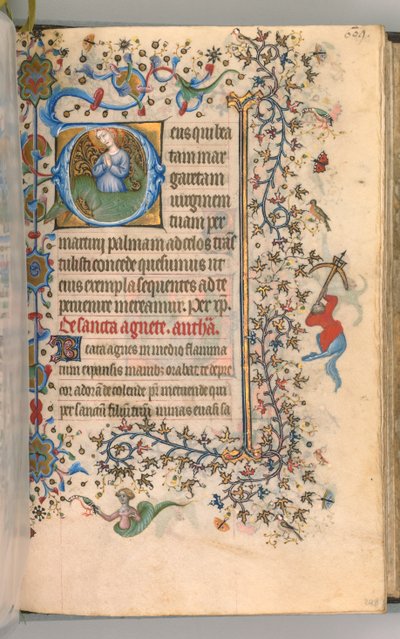 Horas de Carlos el Noble, Rey de Navarra 1361-1425, fol. 299a, Santa Margarita, c. 1405 de Master of the Brussels Initials and Associates