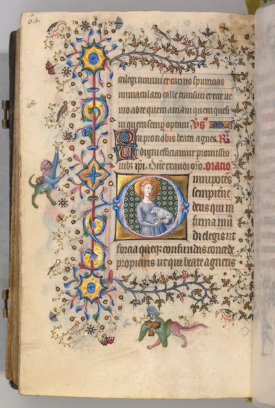 Horas de Carlos el Noble, Rey de Navarra 1361-1425, fol. 299v, Santa Inés, c. 1405 de Master of the Brussels Initials and Associates