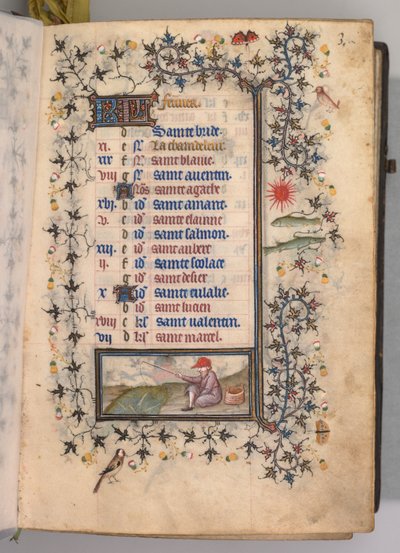 Horas de Carlos el Noble, Rey de Navarra 1361-1425: fol. 2r, Febrero, c. 1405 de Master of the Brussels Initials and Associates