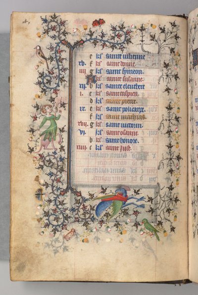 Horas de Carlos el Noble, Rey de Navarra 1361-1425: fol. 2v, Febrero, c. 1405 de Master of the Brussels Initials and Associates