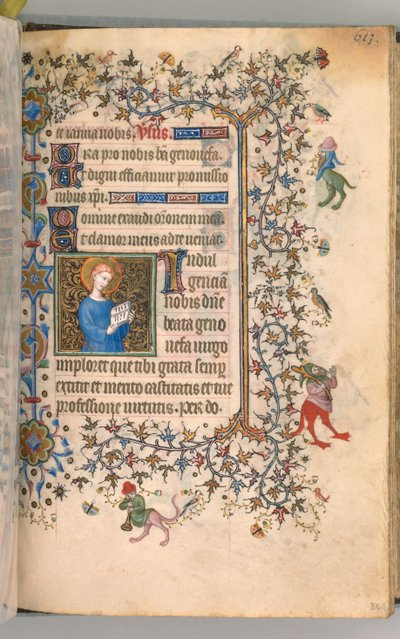 Horas de Carlos el Noble, Rey de Navarra 1361-1425, fol. 301r, Santa Genoveva, c. 1405 de Master of the Brussels Initials and Associates