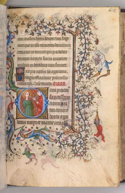 Horas de Carlos el Noble, Rey de Navarra 1361-1425, fol. 303r, Santa Apolonia, c. 1405 de Master of the Brussels Initials and Associates