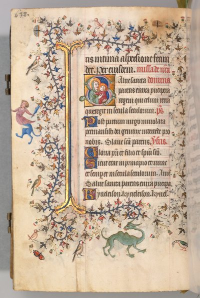 Horas de Carlos el Noble, Rey de Navarra 1361-1425, fol. 313v, Virgen y Niño, c. 1405 de Master of the Brussels Initials and Associates